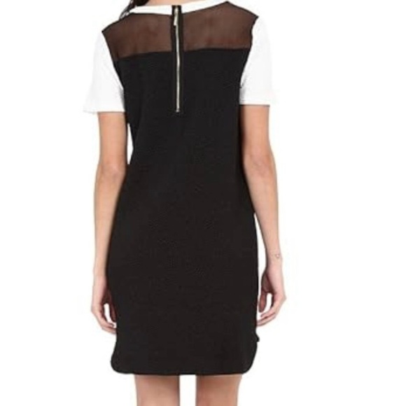 Kensie Colorblock Shift Short Sleeve Retro Skater Textured Dot Sheath Dress - Picture 2 of 10